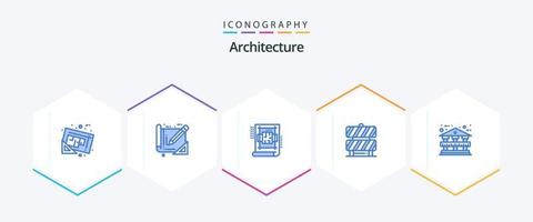 arkitektur 25 blå ikon packa Inklusive arkitektur. staket. konstruktion. varning. blå skriva ut vektor
