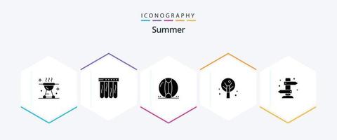 Sommer 25 Glyphen-Icon-Pack inklusive Urlaub. Baum. Ball. Sommer. Sommer vektor