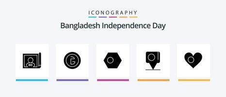 Symbolpaket zum Unabhängigkeitstag von Bangladesch mit Glyphe 5, einschließlich Bangla. Plaudern. Geld. Bangladesch. Land. kreatives Symboldesign vektor