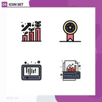 Stock Vector Icon Pack mit 4 Zeilenzeichen und Symbolen für Business Media Profit Ribbon Social editierbare Vektordesign-Elemente