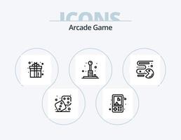 Arcade-Line-Icon-Pack 5 Icon-Design. Spaß. abspielen. Airhockey. Spiel. Schlagball vektor