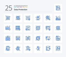 Datenschutz 25 blaue Symbolpakete inklusive Sicherheit. finden. Schutz. Insekt. Hacker vektor