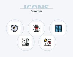 Sommerlinie gefüllt Icon Pack 5 Icon Design. Schiff. Ozean. Sommer. Boot. Getränk vektor