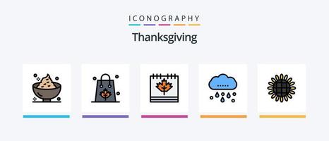 Thanksgiving Line gefüllt 5 Icon Pack inklusive Urlaub. Abendessen. das Erntedankfest. Jahreszeit. Niedergang. kreatives Symboldesign vektor