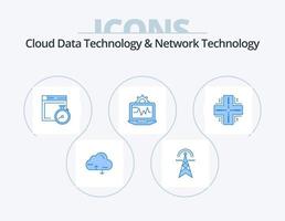 Cloud-Datentechnologie und Netzwerktechnologie Blue Icon Pack 5 Icon Design. Rechnen. Einstellung. Rechnen. Rechner. Rechnen vektor
