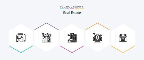 verklig egendom 25 linje ikon packa Inklusive verklig egendom . egendom . egendom. byggnad vektor
