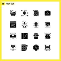 Stock Vector Icon Pack mit 16 Zeilenzeichen und Symbolen für den Server-Download Web Coffee Care Bag editierbare Vektordesign-Elemente