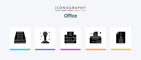 Office Glyph 5 Icon Pack inklusive . Seite. Fax. Büro. Büro. kreatives Symboldesign vektor