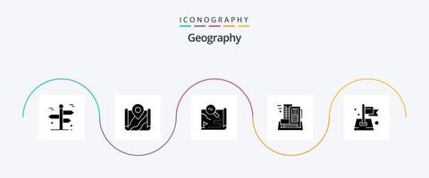 Geographie Glyphe 5 Icon Pack inklusive Stadt. Hotel. Google. Suche. reisen vektor