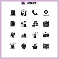 16 universell fast glyf tecken symboler av presentation layout telefon sida irländsk redigerbar vektor design element
