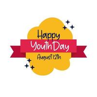 Happy Youth Day Schriftzug mit Bandrahmen flachen Stil vektor