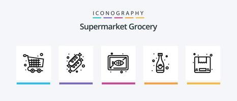 matvaror linje 5 ikon packa Inklusive päron. frukt. tecken. avokado. leverans. kreativ ikoner design vektor