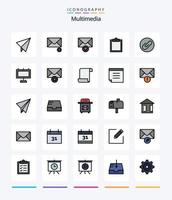 kreatives Multimedia-Icon-Pack mit 25 Zeilen, z. B. E-Mail. Planke. Puffer. Werbung. Anhang vektor
