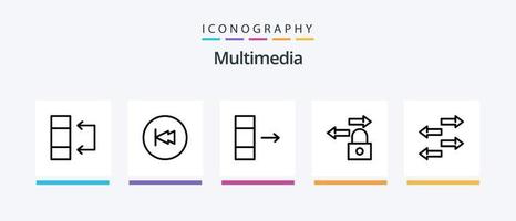 multimedia linje 5 ikon packa Inklusive . sluta. importera. paus. kontrollera. kreativ ikoner design vektor