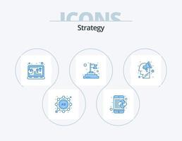 strategi blå ikon packa 5 ikon design. planen. Framgång. analys. flagga. vinst vektor