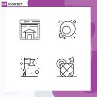 Packung mit 4 modernen Filledline-Flachfarbenzeichen und Symbolen für Web-Printmedien wie Home-Flaggen-Layout Feminismus-Ziel editierbare Vektordesign-Elemente vektor