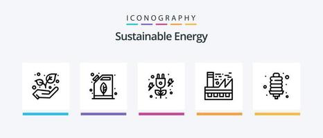 hållbar energi linje 5 ikon packa Inklusive vatten. sloka. burk. kraft. elektricitet. kreativ ikoner design vektor