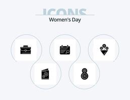 kvinnor dag glyf ikon packa 5 ikon design. dag. kvinnor. blomma. kärlek. väska vektor