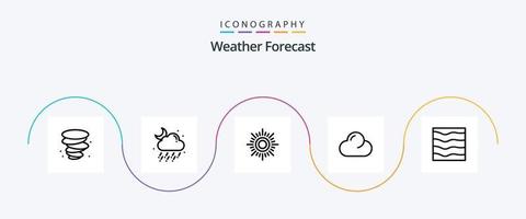 Weather Line 5 Icon Pack inklusive Wellen. Meer. sonnig. Fluss. bedeckt vektor