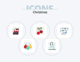 weihnachten flach icon pack 5 icon design. Weihnachten. Ferien. Weihnachten. Cranberry. Beere vektor
