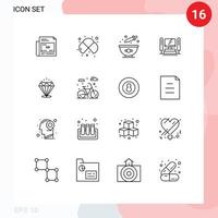 Gruppe von 16 skizziert Zeichen und Symbole für Diamond Server Lab Computing Dye editierbare Vektordesign-Elemente vektor