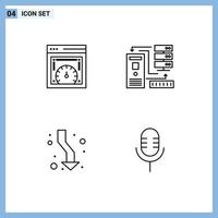 4 kreative Symbole moderne Zeichen und Symbole der Dashboard-Pfeil-Web-Geschwindigkeitsprüfungsdatenbank bis editierbare Vektordesign-Elemente vektor