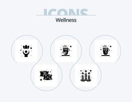 wellness glyf ikon packa 5 ikon design. . varm. friska. kopp. ört- te vektor