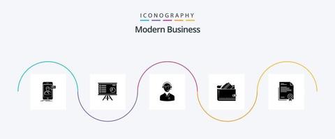 Modern Business Glyph 5 Icon Pack inklusive Online-Berater. Kunde. Diagramm. Beratung. Unterstützung vektor