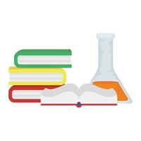 Stapel Lehrbücher mit Reagenzglas vektor