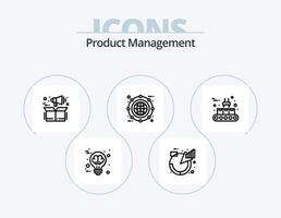 Produktmanagement-Linie Icon Pack 5 Icon Design. Verwaltung. Unternehmen. Prämie. Linie. Kasten vektor