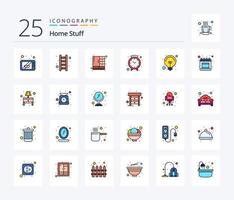 home stuff 25 Zeilen gefülltes Icon Pack inklusive ausgefallenem Licht. Kabinett. Anschauen. Uhr vektor