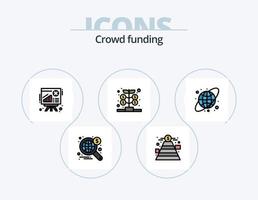 crowdfunding linje fylld ikon packa 5 ikon design. tillväxt. besparingar. riskabel. pengar. valuta vektor