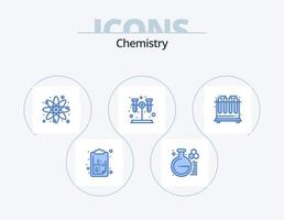 Chemie blau Icon Pack 5 Icon Design. Prüfung. Rohr. chemisch. Prüfung. Atom vektor