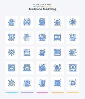 kreatives traditionelles Marketing 25 blaues Symbolpaket wie Networking. Service. Schriftsteller. königlich. bieten vektor