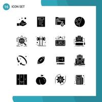 uppsättning av 16 modern ui ikoner symboler tecken för mål Sök mapp hår behandling hår konditionering redigerbar vektor design element