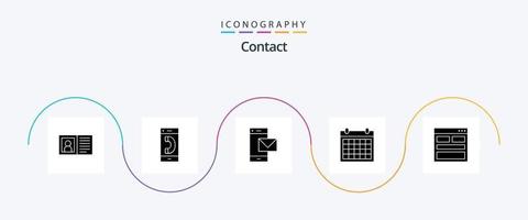 Kontakt glyf 5 ikon packa Inklusive Kontakt. durkslag. konversation. smart telefon. mobil vektor