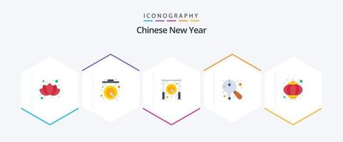 chinesisches neujahr 25 flach icon pack inklusive. Lampe. asiatisch. Feiertage. Musik vektor