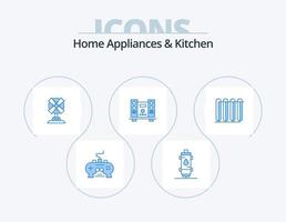 Hem apparater och kök blå ikon packa 5 ikon design. högtalare. bashögtalare. varm. maskin. fläkt vektor