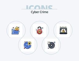 Cyber-Kriminalität Linie gefüllt Icon Pack 5 Icon Design. Notiz. Verbrechen. Virenschutz. Verbindung. Dieb vektor