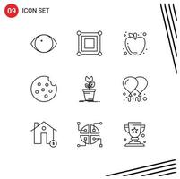 9 kreative Symbole moderne Zeichen und Symbole von Hindernisspiel-Apfel-Abenteuerplätzchen editierbare Vektordesign-Elemente vektor