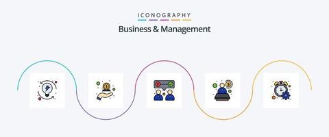 Business- und Management-Line-Flat-5-Icon-Pack mit Fortschritt. Spezialist. Geld. Berater. Zusammenarbeit vektor