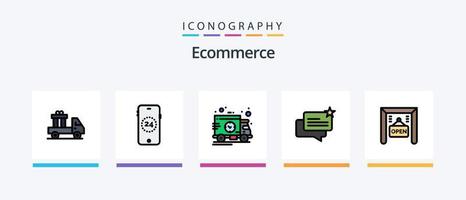 E-Commerce-Linie gefüllt 5 Icon Pack einschließlich E-Commerce. Prozentsatz. Laden. Prozent. E-Commerce. kreatives Symboldesign vektor