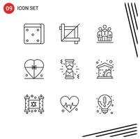 9 kreativ ikoner modern tecken och symboler av väntar timglas läkare bröllop hjärta redigerbar vektor design element