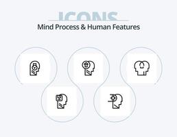 Mind Process und Human Features Line Icon Pack 5 Icon Design. Kasten. Diamant. männlich. Perfektion. Kopf vektor