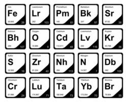 20 Präiodentabelle des Symbolpaketdesigns der Elemente vektor