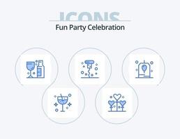 Party blau Icon Pack 5 Icon Design. Feier. geöffnet. Alkohol. Verschiedenes. Flasche vektor