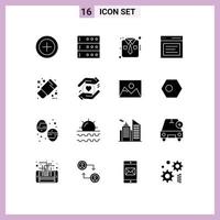 16 thematische Vektor-Solid-Glyphen und editierbare Symbole der Office Draw Shirt-Benutzeroberfläche editierbare Vektordesign-Elemente vektor