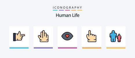 mänsklig linje fylld 5 ikon packa Inklusive . hand. man. fingrar. tummen ner. kreativ ikoner design vektor
