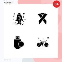 moderner Satz von 4 soliden Glyphen und Symbolen wie App-Geräte starten Gesundheit entfernen bearbeitbare Vektordesign-Elemente vektor