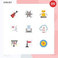 piktogram uppsättning av 9 enkel platt färger av kuvert kommunikation exoskelett bröllop Foto redigerbar vektor design element